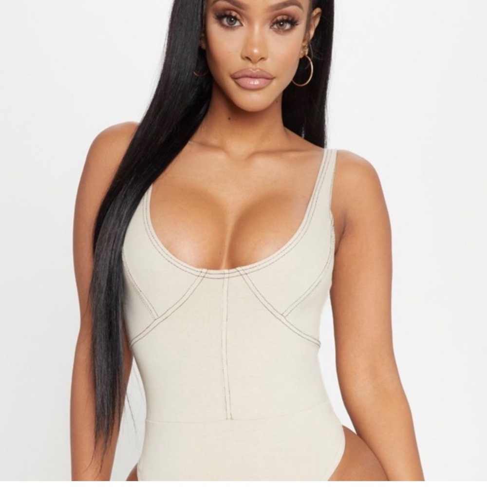 Prettylittlething contrast stitch bodysuit